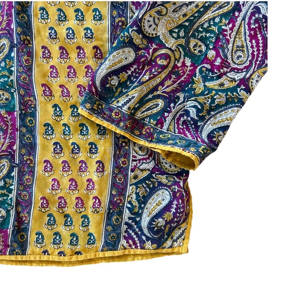 Tolani Silk Flowy Hippie Tunic Top Womens Multi Color Paisley Floral V-Neck Sz M - Picture 3 of 5